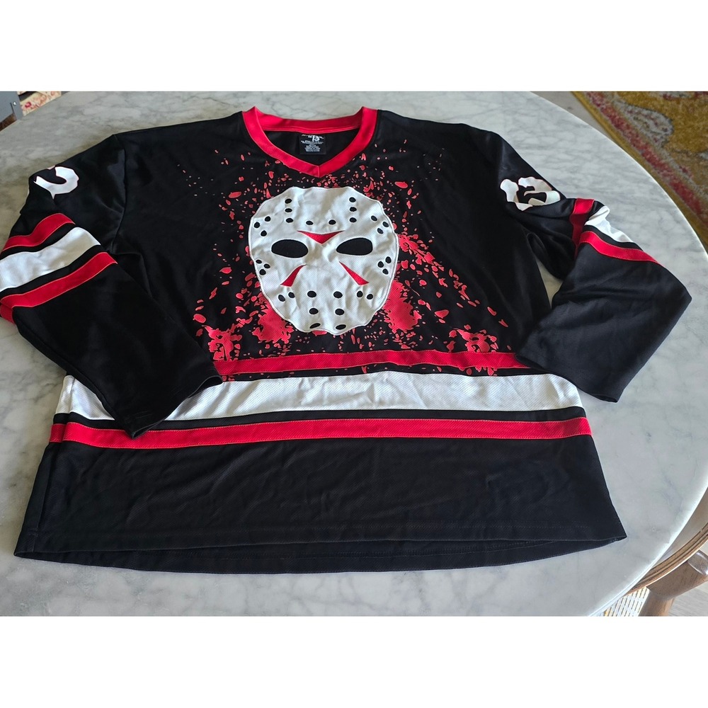 Friday the 13th Jason Voorhees Hockey Jersey Black Red White XL 01405612